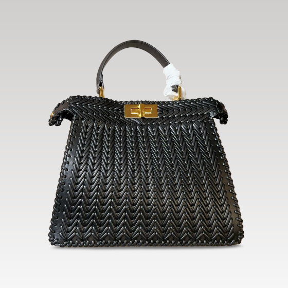 Fendi Peekaboo ISeeU color-blocked woven handbag
